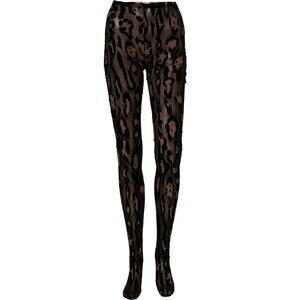 Dolce & Gabbana Black Leopard Nylon Tights Stocking Pantyhose Women's Socks